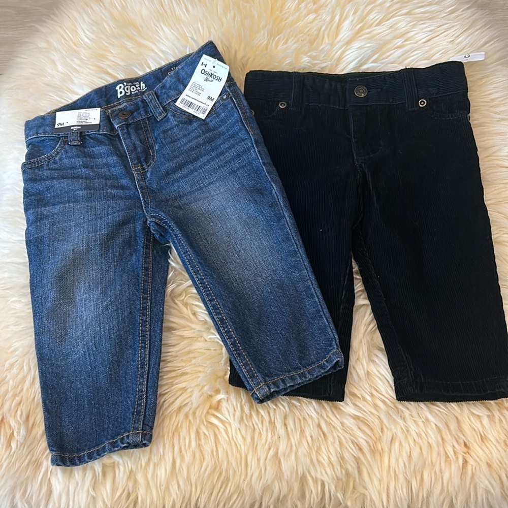 Carter’s & OshKosh B’Gosh Blue Jeans & Black Courdory Pants in Size 9Mo